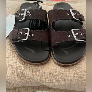 Brown Double Buckle Sandals